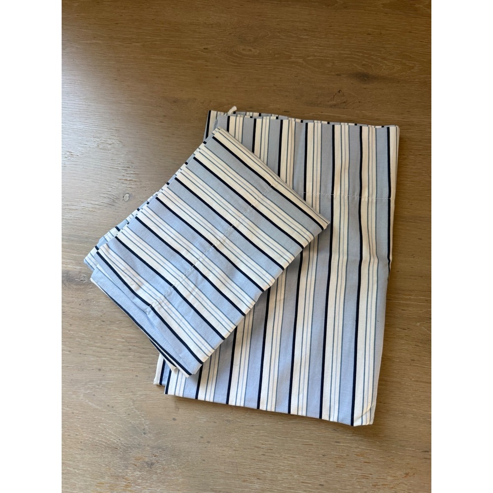 WestPoint Stevens Blue White Striped Standard Pillowcase Set 2pc Cotton Blend